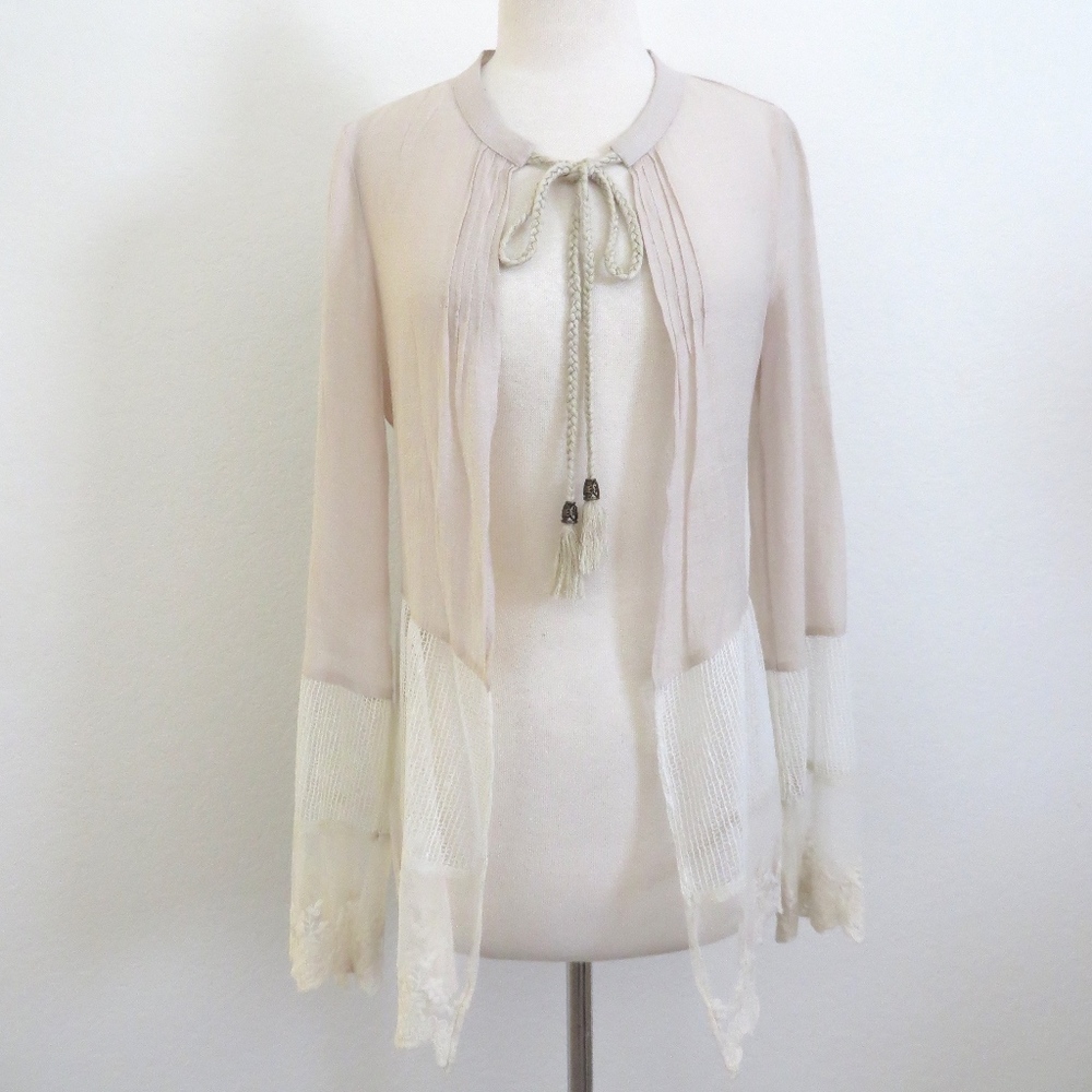 Lace Pin Tuck Cardigan
